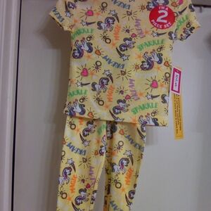 Kids Sparkle Unicorn Pajama Set - Yellow